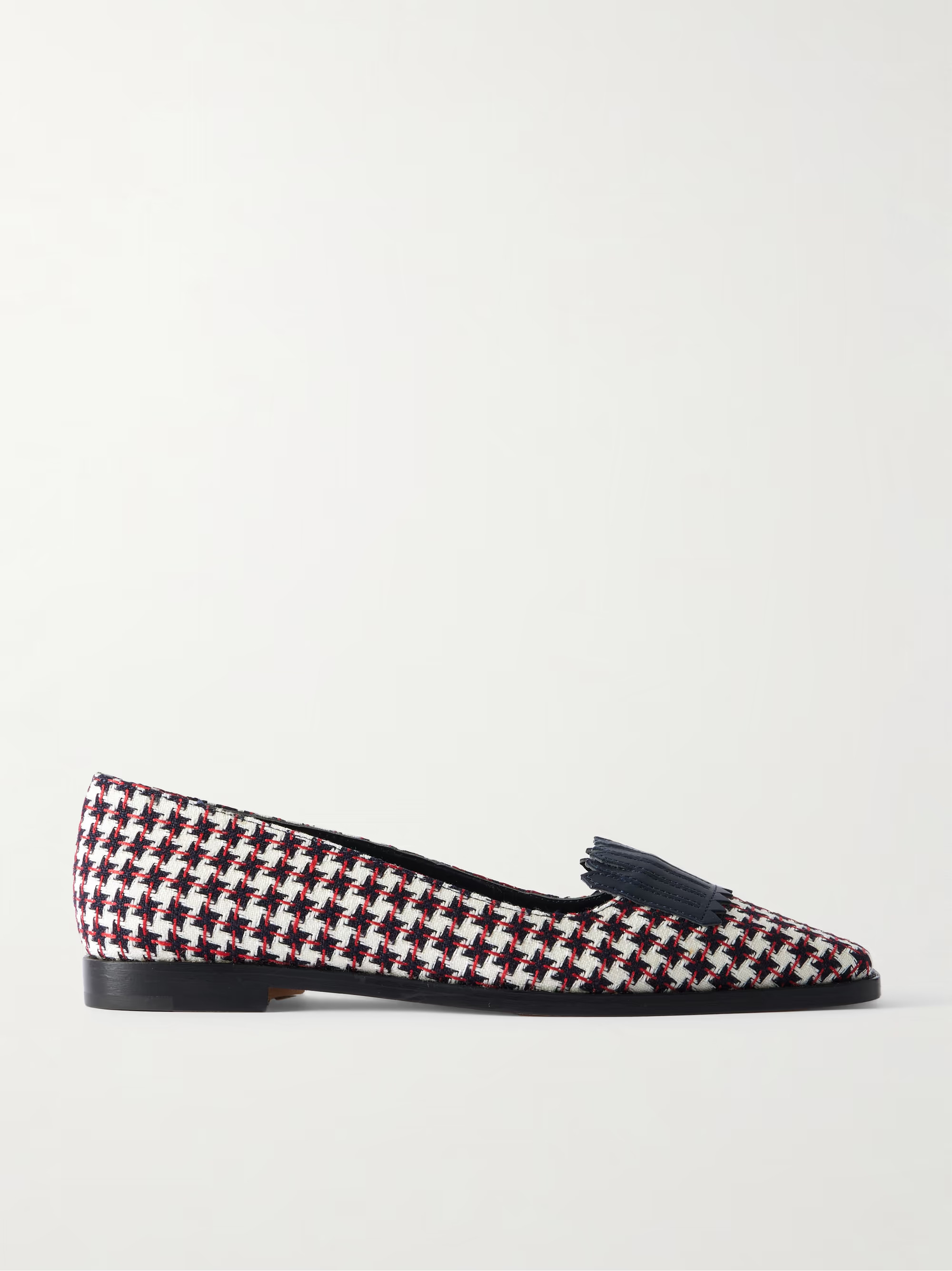 Pausaniasbi leather-trimmed embroidered tweed loafers | NET-A-PORTER (UK & EU)