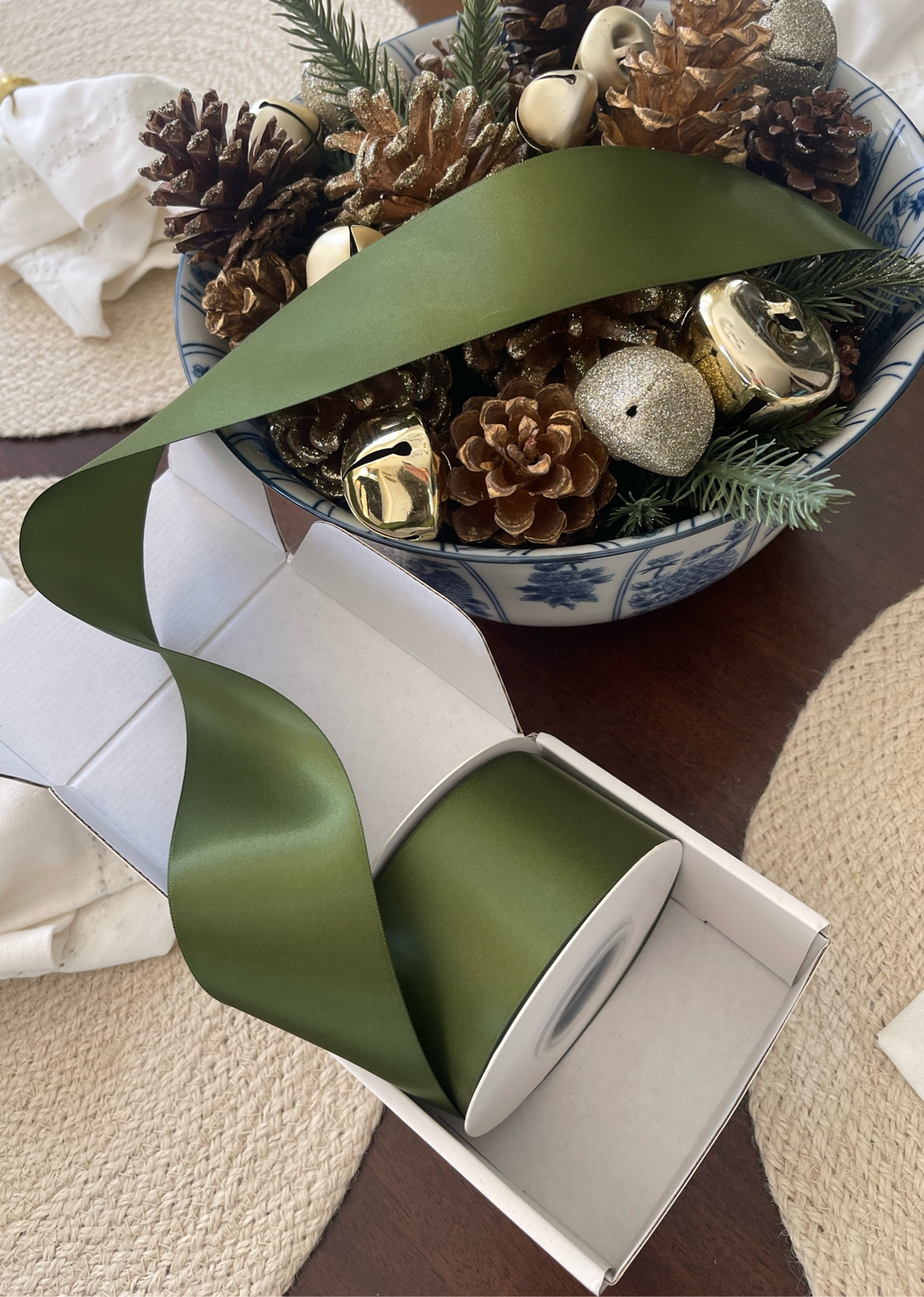 Beautiful Moss green ribbon 
Color is perfection! 

#LTKHome #LTKHoliday #LTKSeasonal