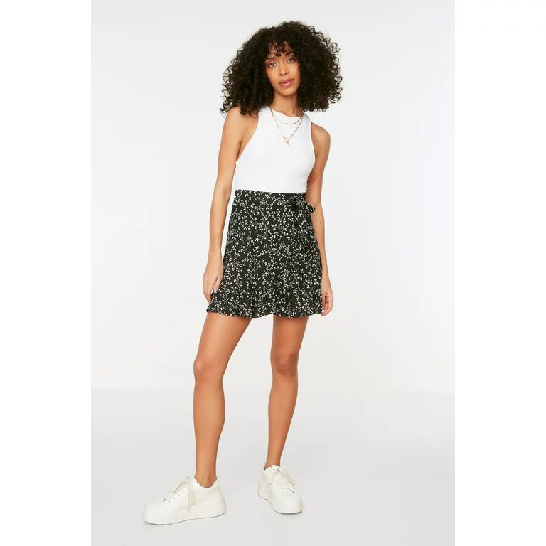 Trendyol Women Mini Ruffled Skirt Regular Fit Knitted Skirt - Walmart.com | Walmart (US)