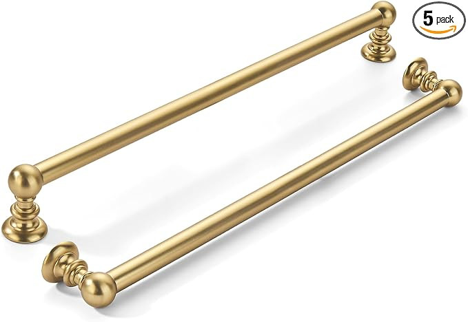khtumeware 5 Pack 12 inch(305mm) Hole Center Brushed Brass Cabinet Pulls Solid Heavy-Duty Warm Br... | Amazon (US)