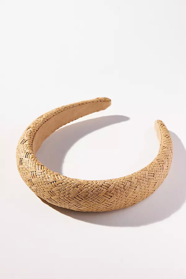 Puffy Woven Raffia Headband By By Anthropologie in Beige | Anthropologie (US)