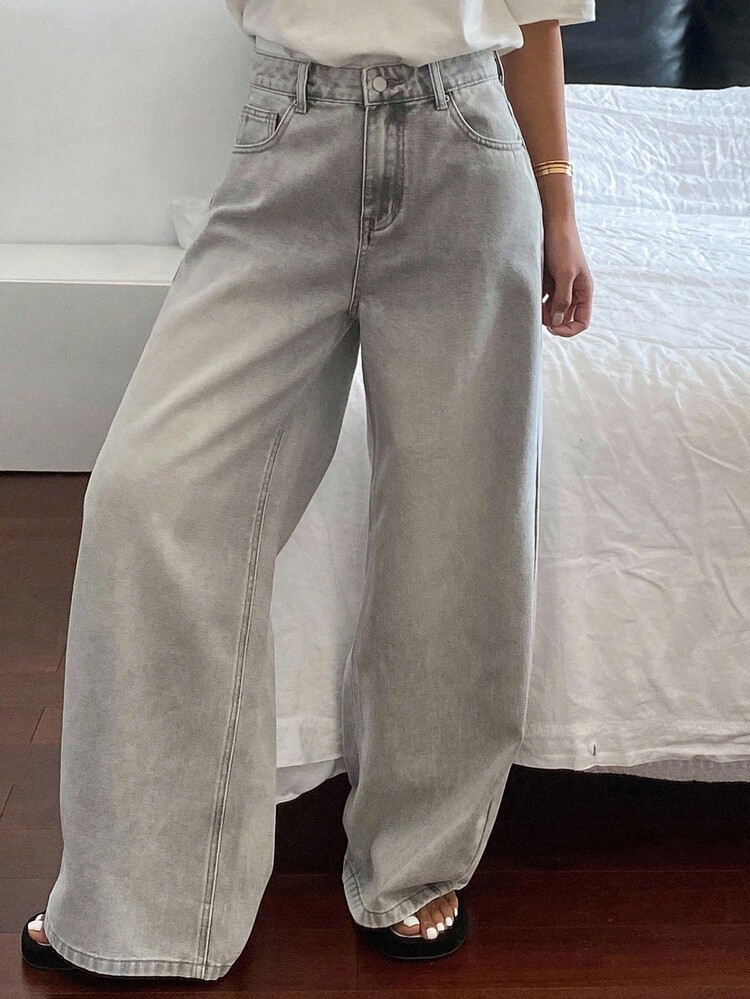 Livesso Pantalones Vaqueros De Mujer Sueltos Y Casuales Desgastados Para El Verano | SHEIN