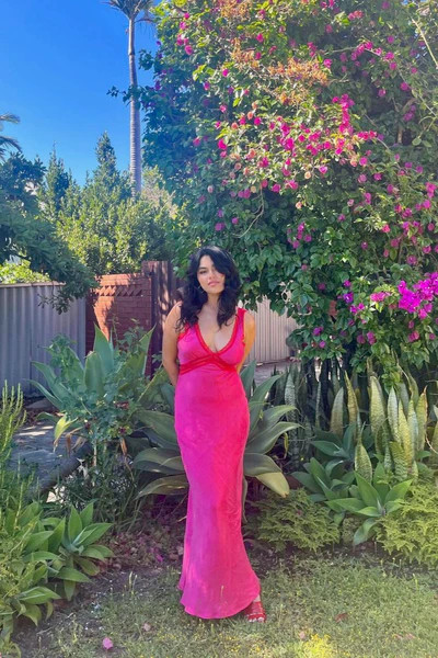 VRG GRL Meet Me On The Dance Floor Bias Cut Maxi Dress // Fuchsia | VRG Grl