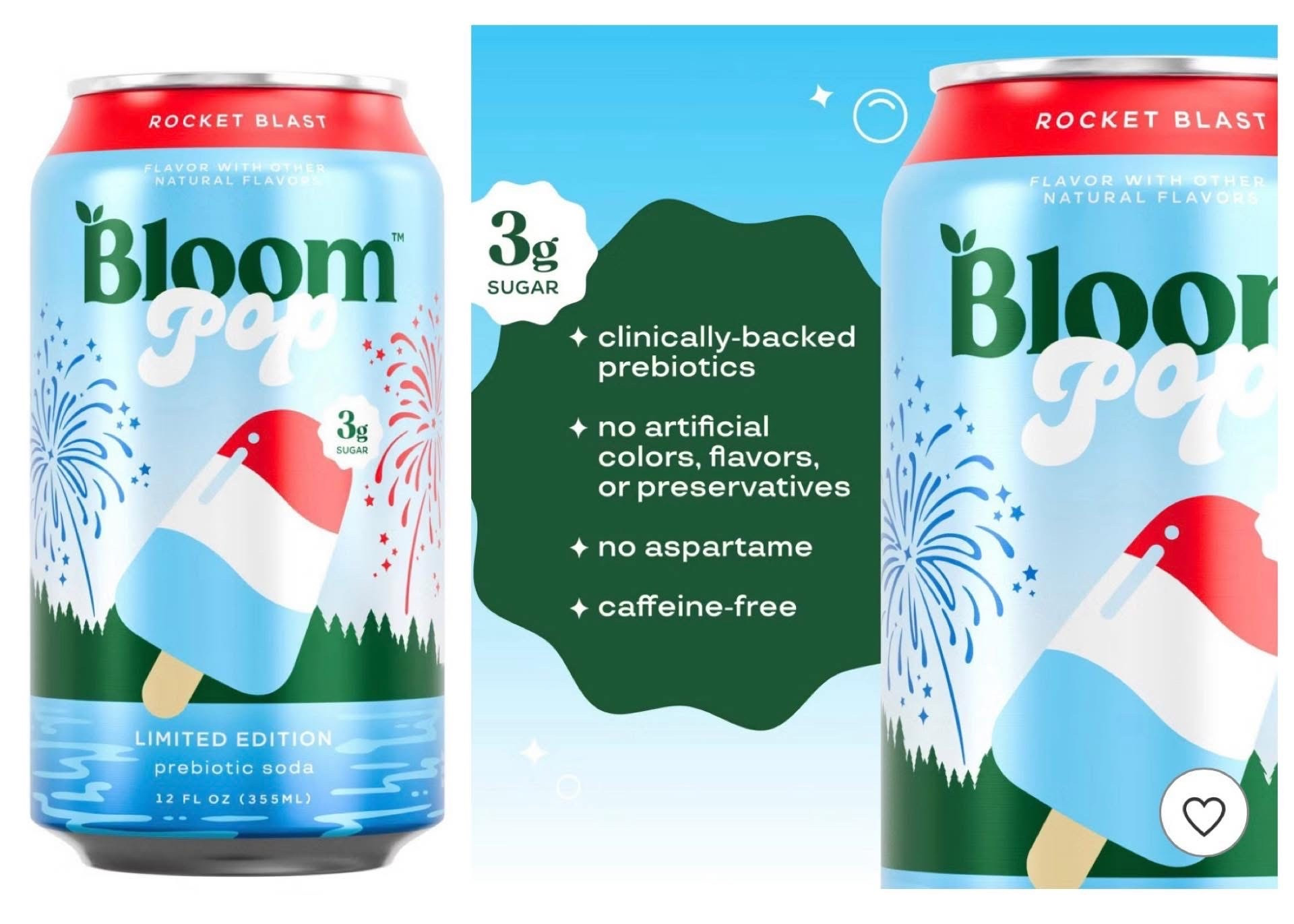 Such a fun drink that was just restocked in 12 packs at Amazon since it’s been such a hit since launching! Bloom Pops are so tasty, and they’re a great soda alternative that actually tastes good 🥤 They contain prebiotics and nothing artificial, and they’re a nice option for kids also. Rocket Blast 💥 is super tasty - it’s like Summer in a can!

#LTKSaleAlert #LTKfoodie #LTKSeasonal