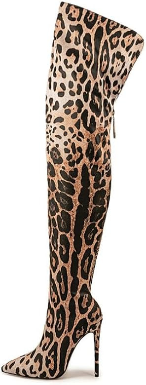 Richealnana Women's Leopard Print Series Over The Knee High Boots for Women Pointy Toe Stiletto H... | Amazon (US)
