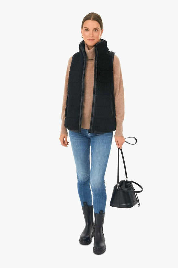 Black Leather and Shearling Reversible Beckham Vest | Tuckernuck (US)