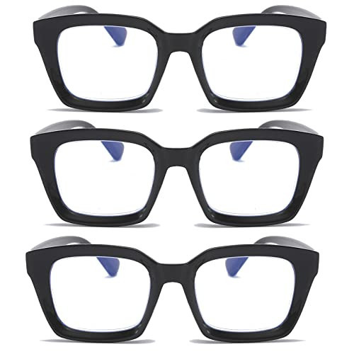 DXYXYO 3 Pack Black Reading Glasses for Women 2.5+ Oprah Style Blue Light Blocking Men Computer Readers Oversized Rectangle Retro Fashion Square | Amazon (US)