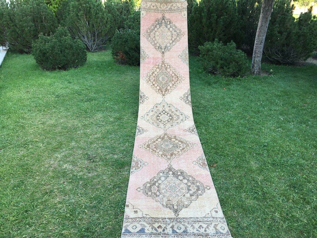 Oriental 13 Feet Long Runner Pink Runner Rug Vintage Runner - Etsy | Etsy (US)