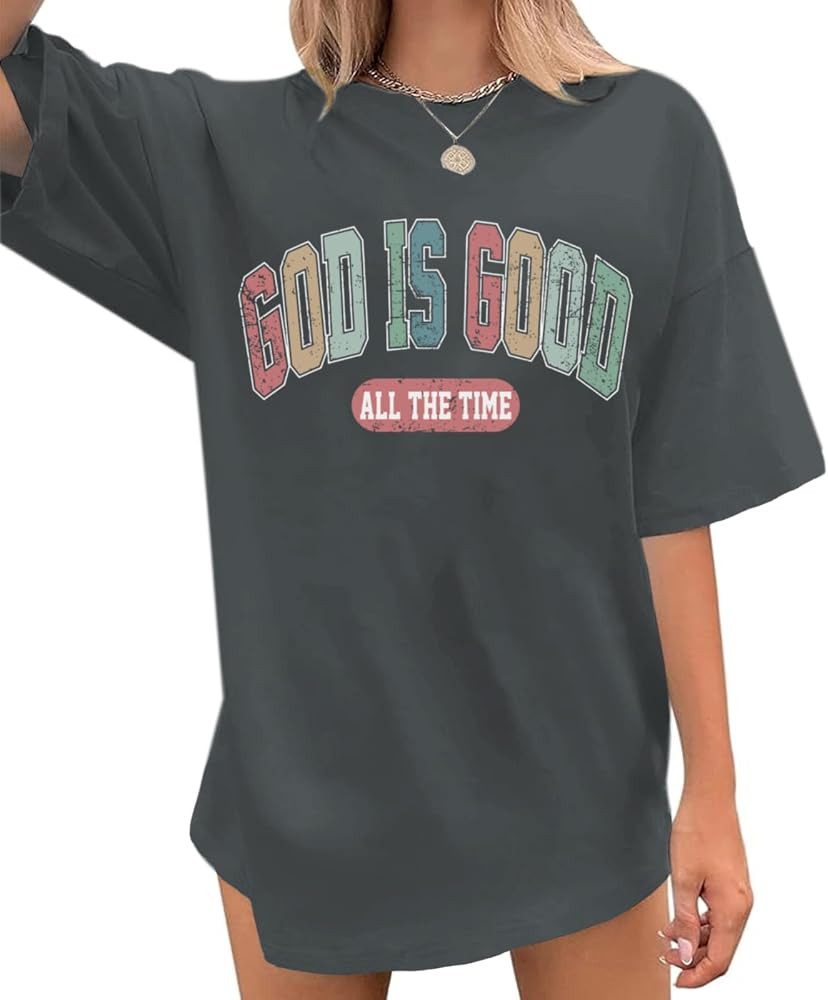 Christian Shirts for Women Oversized God is Good Shirt Religious Jesus Faith Inspirational Tshirt... | Amazon (US)