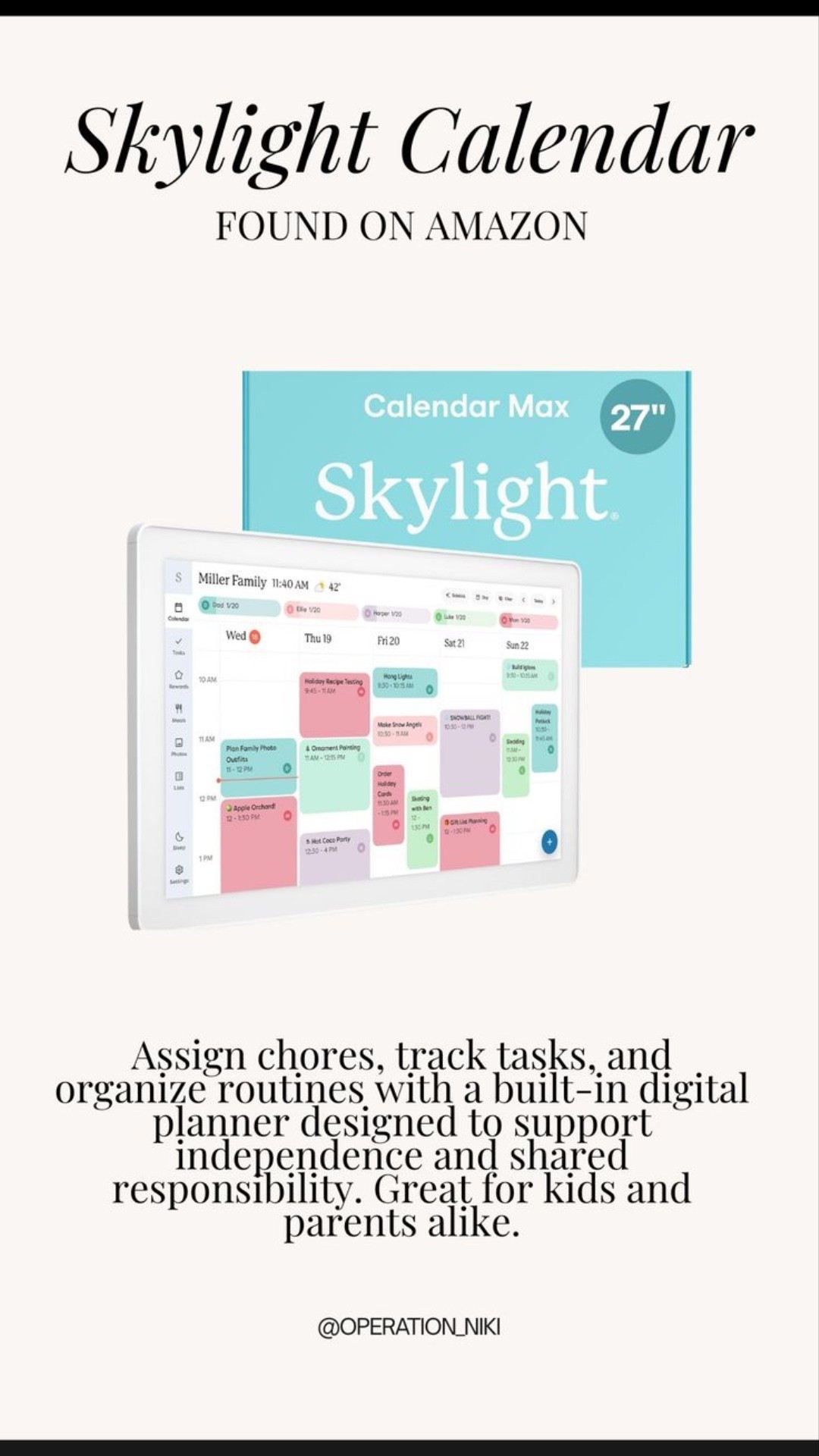 The Skylight Calendar has been a game changer for tracking chores, activities, and weekly routines — all in one digital space that everyone can see and use. Perfect for keeping the chaos in check and helping the kids stay on top of their schedules 💕

Follow for more @OPERATION_NIKI on IG, TikTok, & Facebook 💛

#AmazonFinds #FamilyHome #HomeOrganization #MomLife #DigitalPlanner #FamilyRoutine #HomeEssentials #OperationNiki

#LTKmomlife #LTKFindsUnder100 #LTKHome
