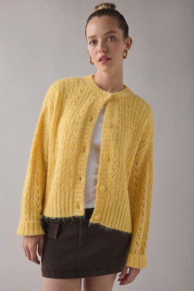 BDG Becca Brushed Pointelle Knit Oversized Cardigan | Urban Outfitters (US and RoW)