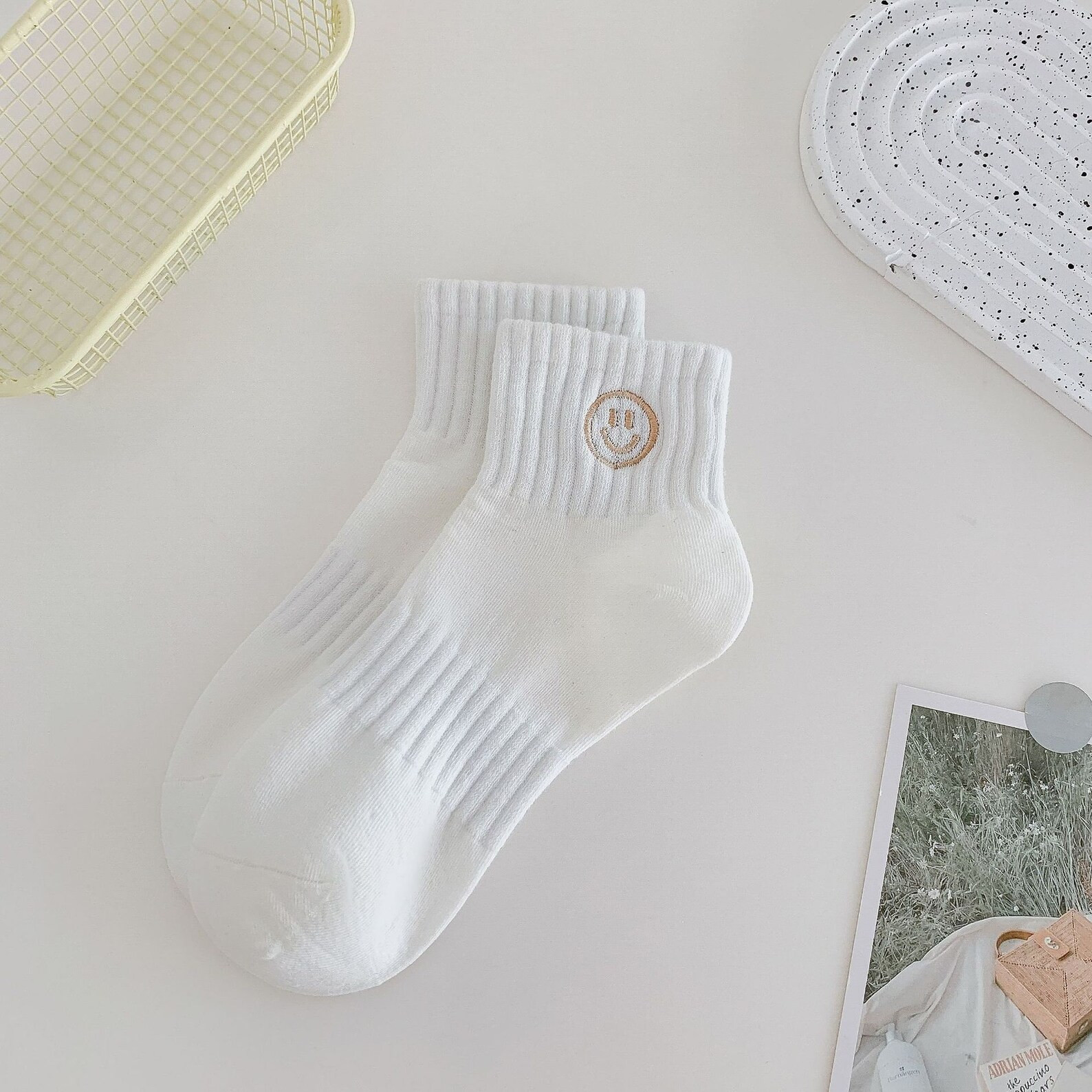 Happy Face Ankle Sock, Smiley Face Socks for Women, Smiley Face Socks, Simple Low Neck Socks, Col... | Etsy (US)