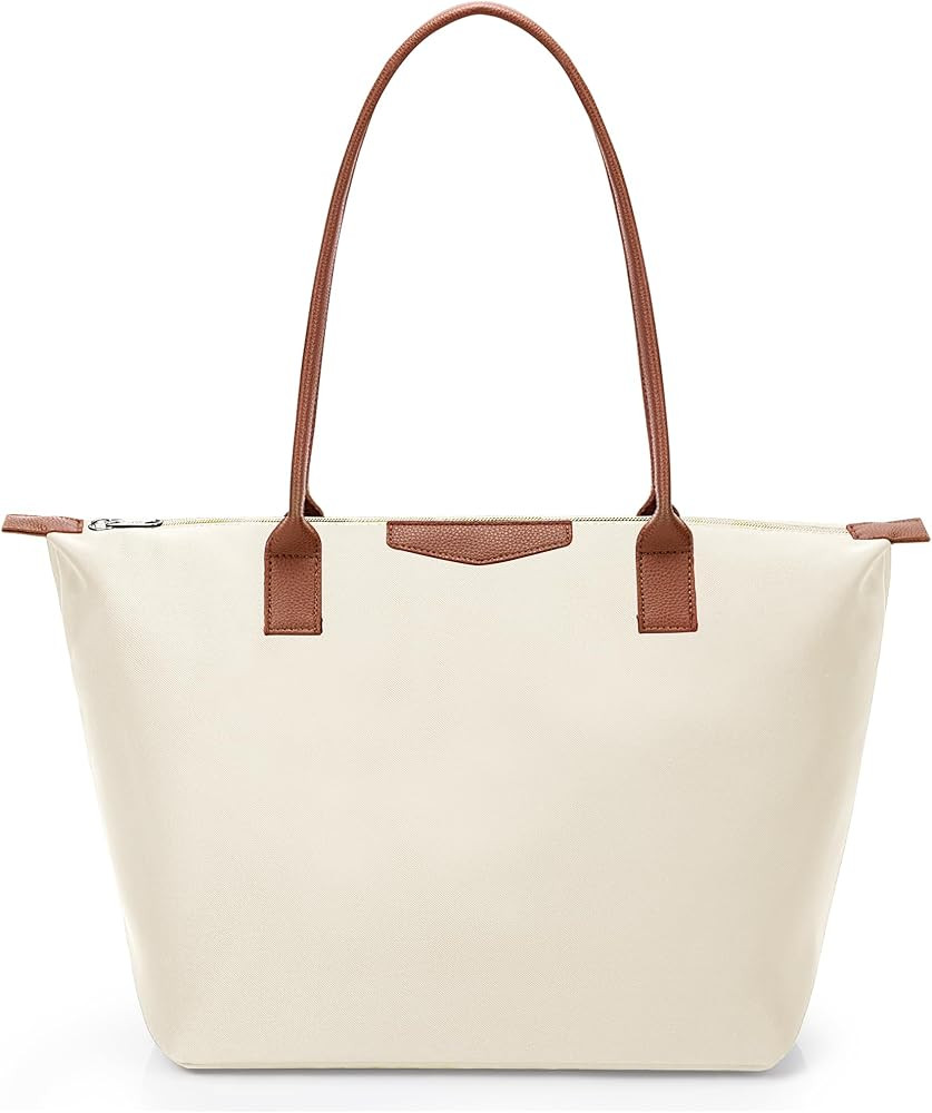 Tote Bag for Women, Casual Hobo Bag Vegan Leather Top-Handle Purse Foldable Shoulder Nylon Zipper... | Amazon (US)