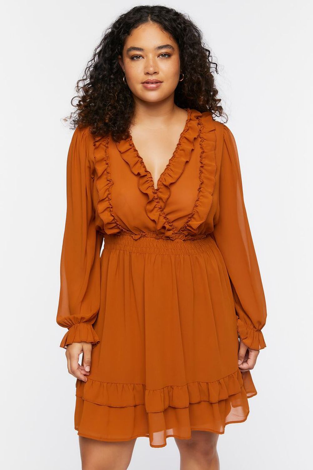 Plus Size Ruffle-Trim Mini Dress | Forever 21 | Forever 21 (US)