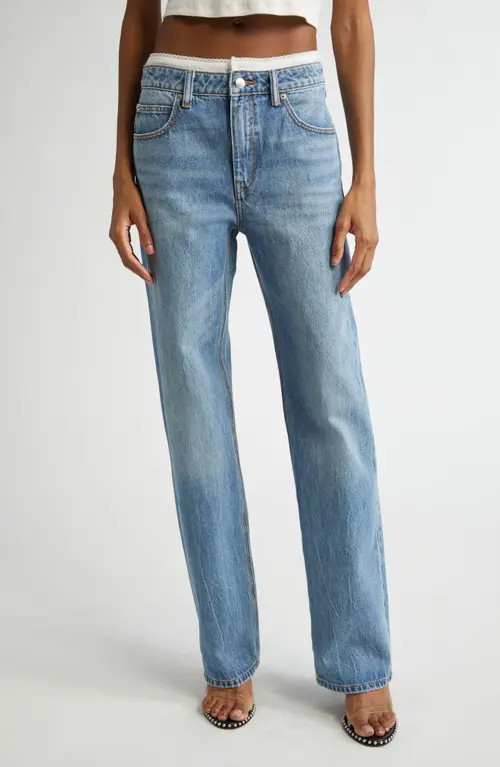 Alexander Wang Prestyle Pointelle Waistband Jeans in Vintage Light Indigo at Nordstrom, Size 28 | Nordstrom