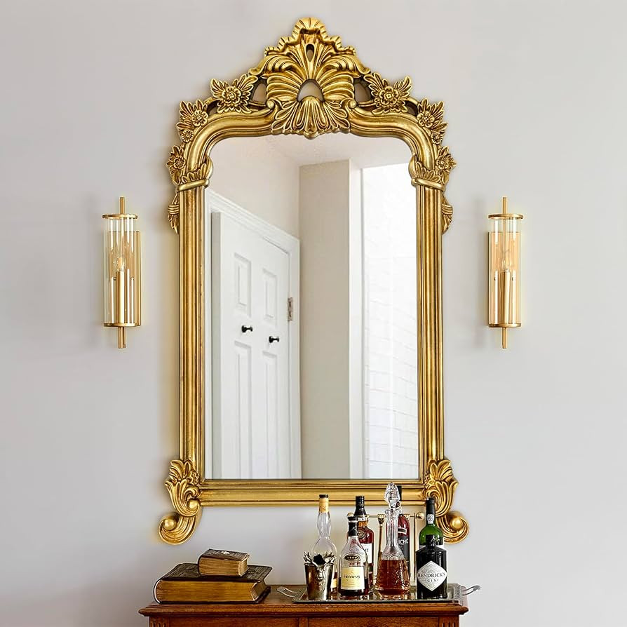 Gold Arched Mirror, Vintage Antique Baroque Mirror with Gold Arch Frame, Ornate Mirrors for Wall ... | Amazon (US)