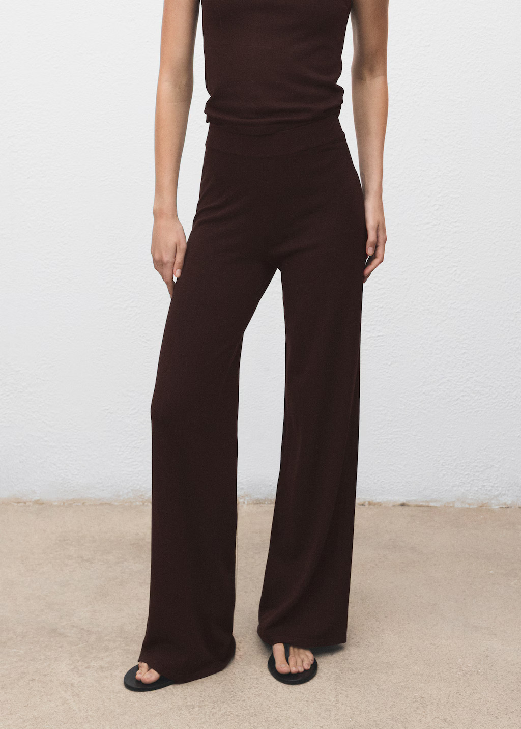 Fine-knit wide-leg trousers - Women | MANGO United Kingdom | MANGO (UK)