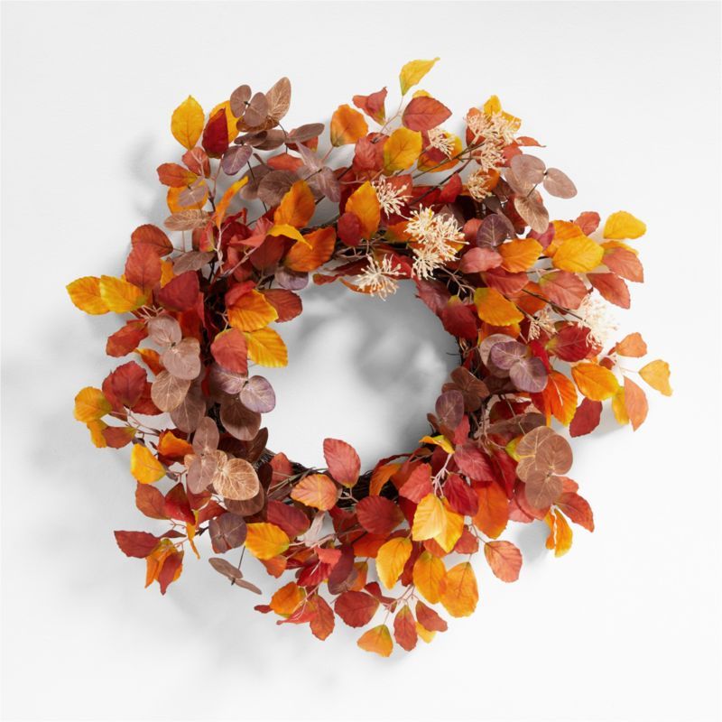 Faux Fall Leaf Wreath | Crate & Barrel | Crate & Barrel