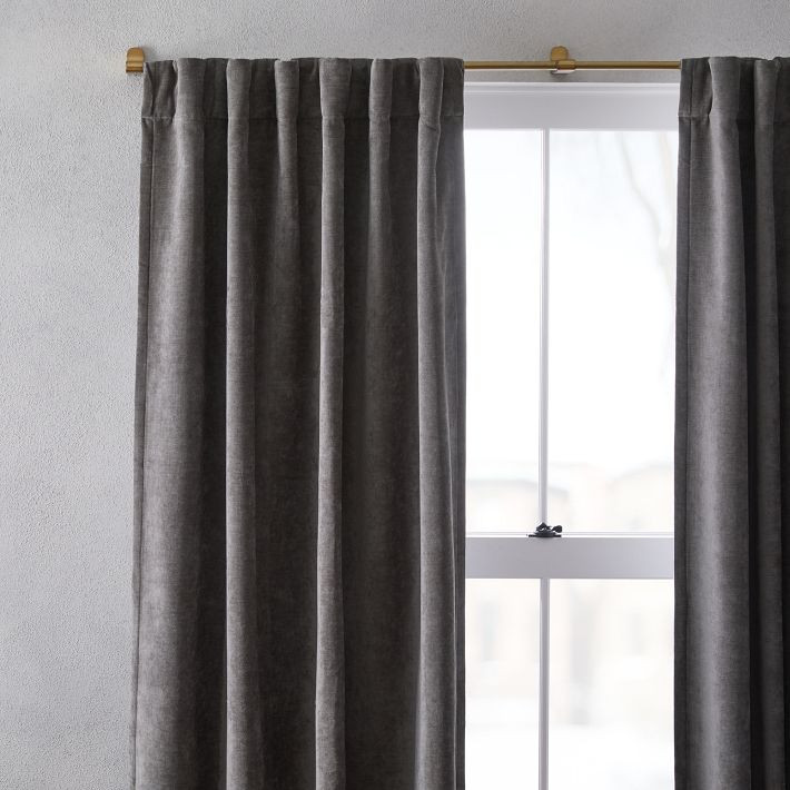 Worn Velvet Curtain - Metal | West Elm (US)