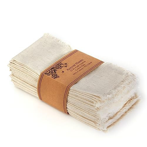 ACCENTHOME Natural Cotton Linen Napkin Set of 12 18x18 inch Dinner Napkins - Washable Soft Premium Hotel Quality Reusable Hemmed Edges Napkins Perfect Table Linens for Family Dinners, Weddings | Amazon (US)