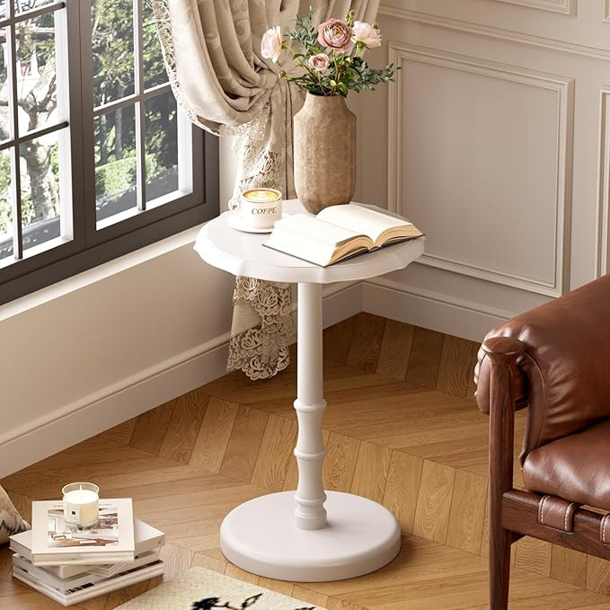 100% Solid Wood Round Pedestal Side Table, Vintage End Table for Living Room Bedroom, Heavy-Duty ... | Amazon (US)