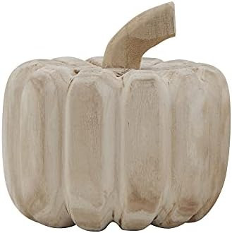 Creative Co-Op Small Hand-Carved Paulownia Wood Pumpkins, Natural | Amazon (US)