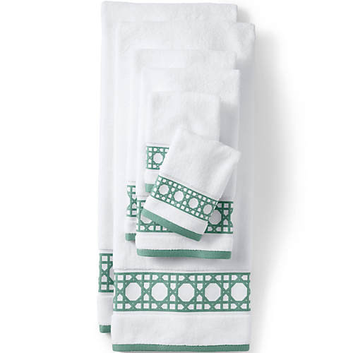 Premium Supima Cotton Cane Weave Jacquard Border Hand Towel | Lands' End (US)