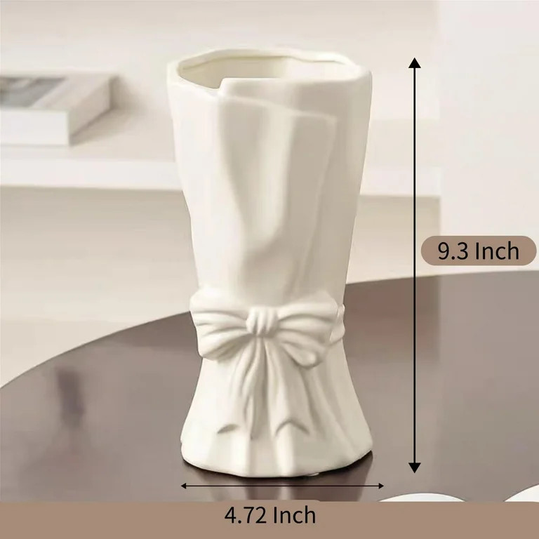 SENIURIS Beauty Bow Flower Vase for Home Decor, Boho Style Ceramic Vase for Table and Shelf Déco... | Walmart (US)