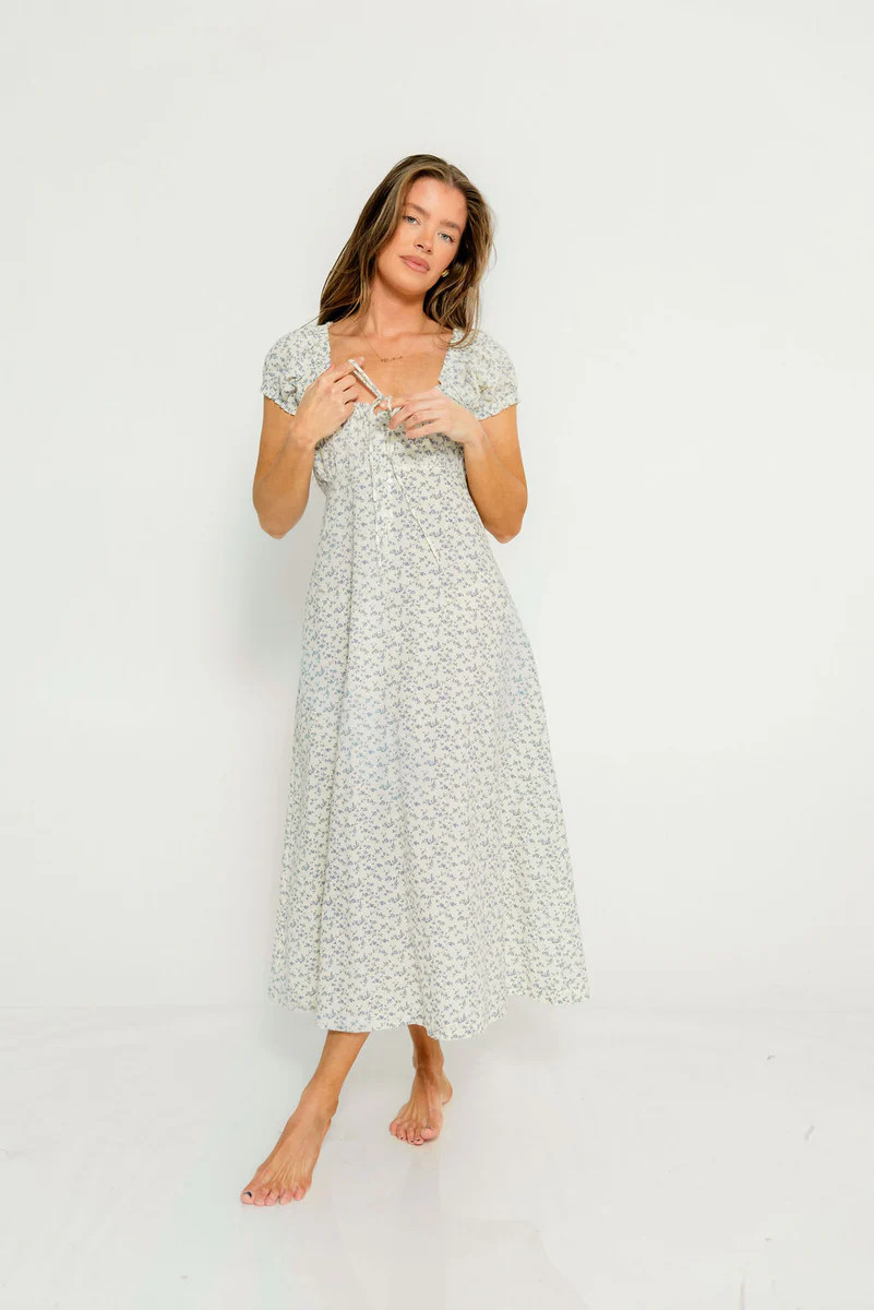 Marley 100% Cotton Midi Dress in Blue Floral *2/13 PRE-ORDER* | Worth Collective