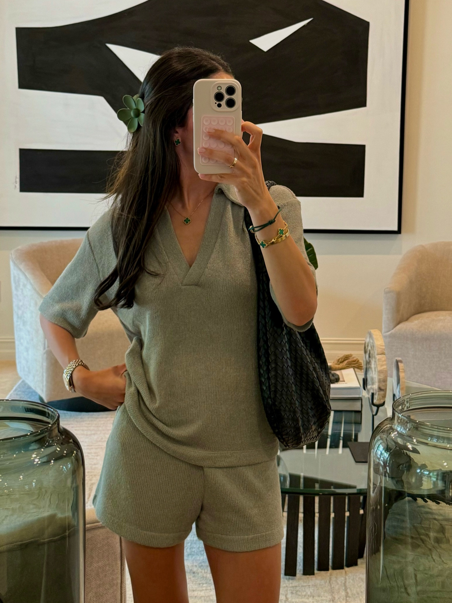 I have this H&M set in every color!! So comfortable & most importantly, so cute! You can’t go wrong with a matching set (& a cute flower clip). Wearing an XS
(Linked the other colors below and alternatives on Amazon) 

#LTKSaleAlert #LTKFindsUnder50 #LTKStyleTip