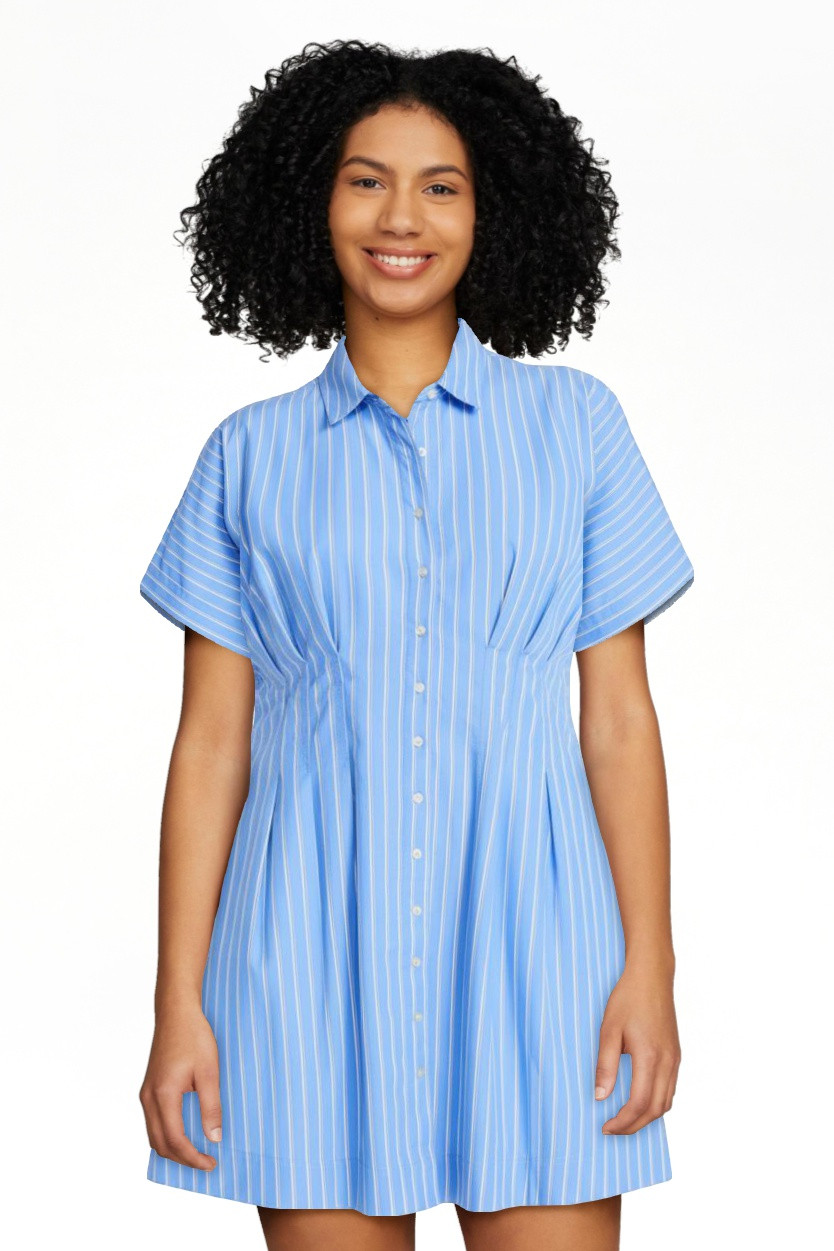Free Assembly Women's Cotton Corset Mini Shirtdress with Short Sleeves, Sizes XS-XXL | Walmart (US)