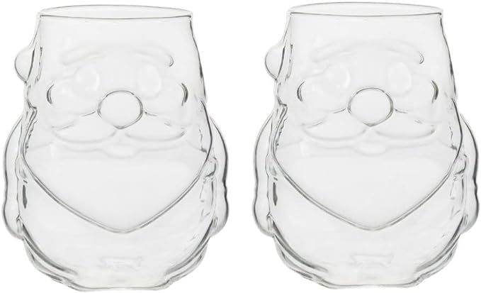 RockTrend Santa Claus Shaped High Borosilicate Clear Glass Mug Teacup Juice Cup Milk Cup-2 pcs | Amazon (US)