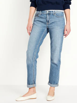 Mid-Rise Wow Boyfriend Straight Jeans | Old Navy (CA)