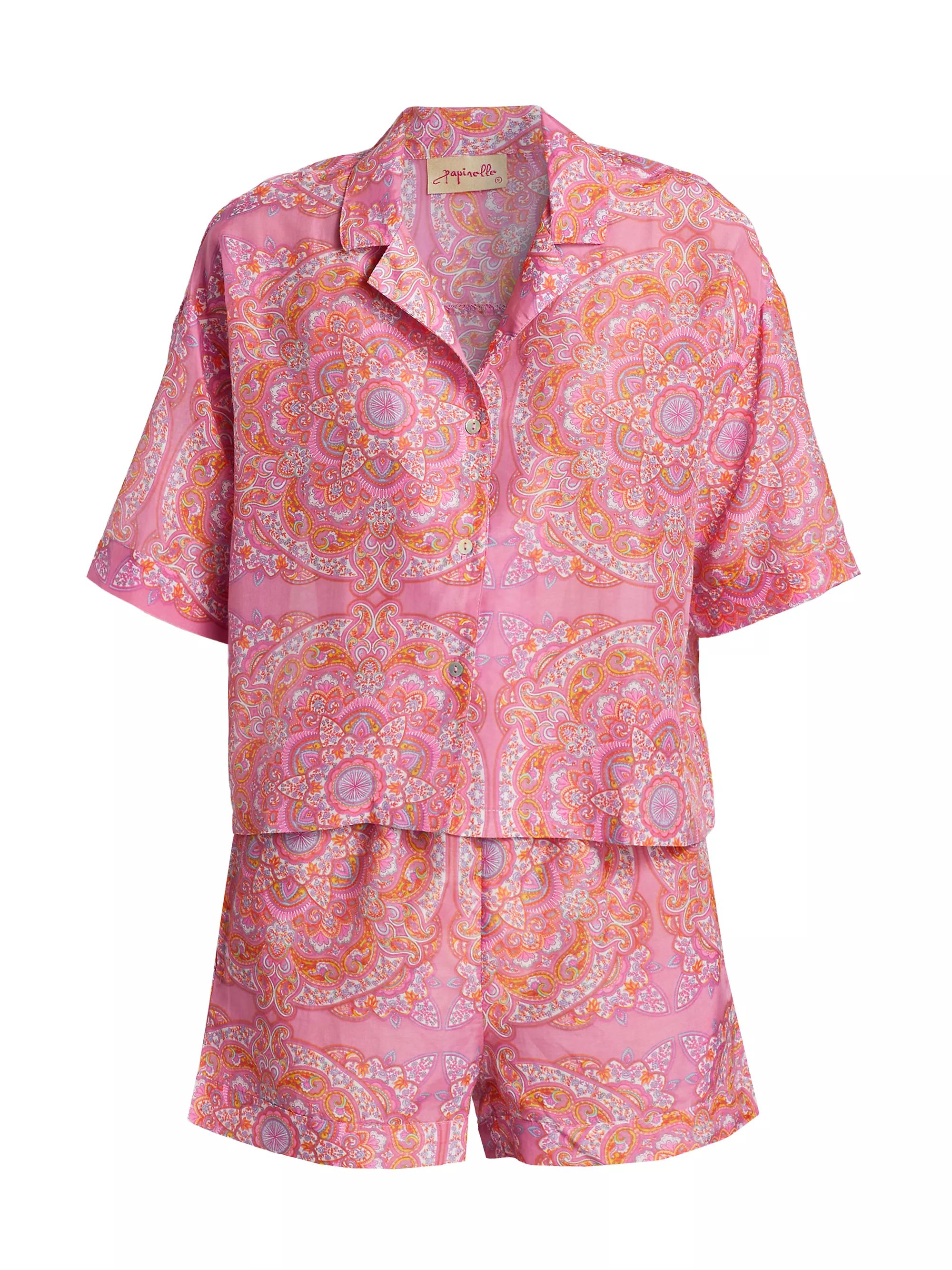 Ines 2-Piece Cotton-Silk Boxer Pajama Set | Saks Fifth Avenue
