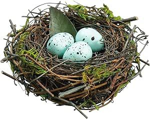 4.5 Inch Mossy Birds Nest with Blue/Green Eggs - Faux Eggs with Natural Twigs - Spring and Easter... | Amazon (US)