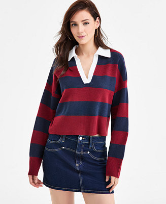 Women's Rugby-Stripe Polo Sweater, Macy's Exclusive | Macy's
