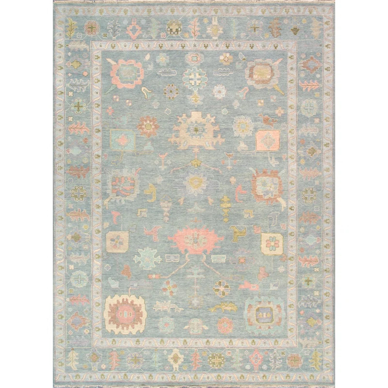 Lahore Hand-Knotted Wool Oriental Area Rug in L. Blue / L. Blue | Wayfair North America