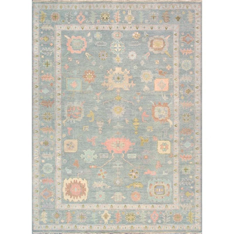 Lahore Hand-Knotted Wool Oriental Area Rug in L. Blue / L. Blue | Wayfair North America