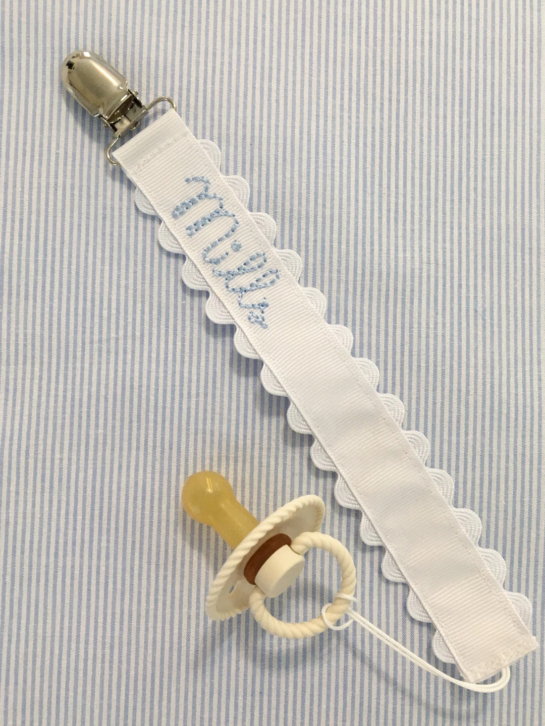 Monogrammed Pacifier Clip Holder Embroidered Name - Etsy | Etsy (US)