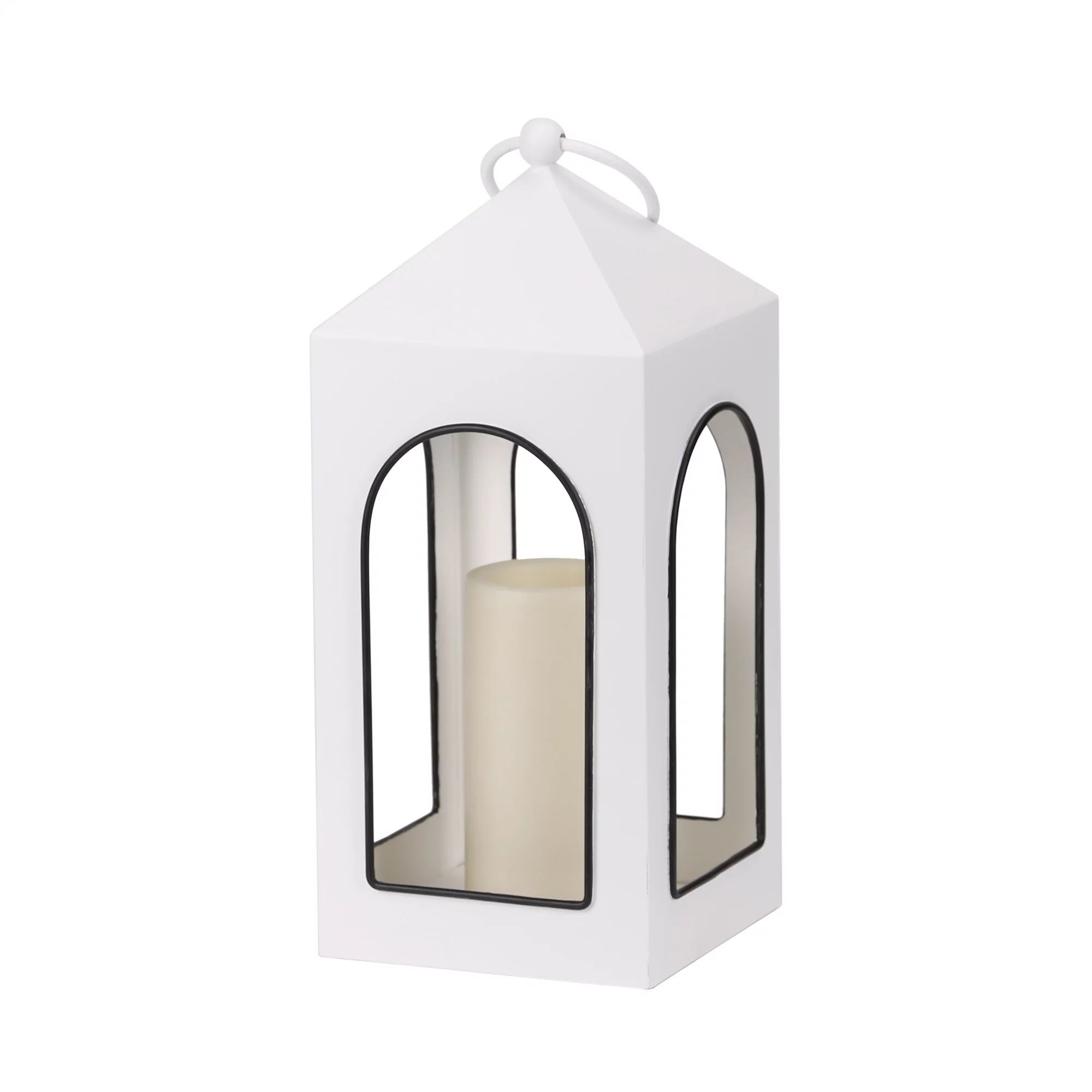 Better Homes & Gardens White Classic Metal Outdoor Hanging LED Candle Lantern, 14" | Walmart (US)