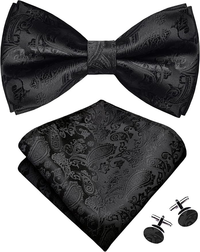 GUSLESON Mens Paisley Bow Tie Handkerchief Jacquard Woven Adjustable Pre-Tied Bowties Pocket Squa... | Amazon (US)