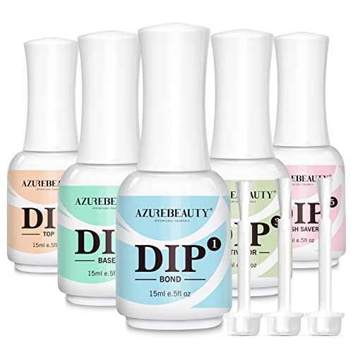 5 Pcs Dip Powder Liquid Set - 15ml/0.5oz Large Capacity Dip Base Coat, Top Coat, Bond, Activator,... | Amazon (US)