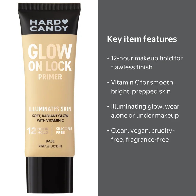 Hard Candy Glow On Lock Water-Based Illuminating 12-Hour Hold Face Primer with Vitamin C, 1.52 fl... | Walmart (US)