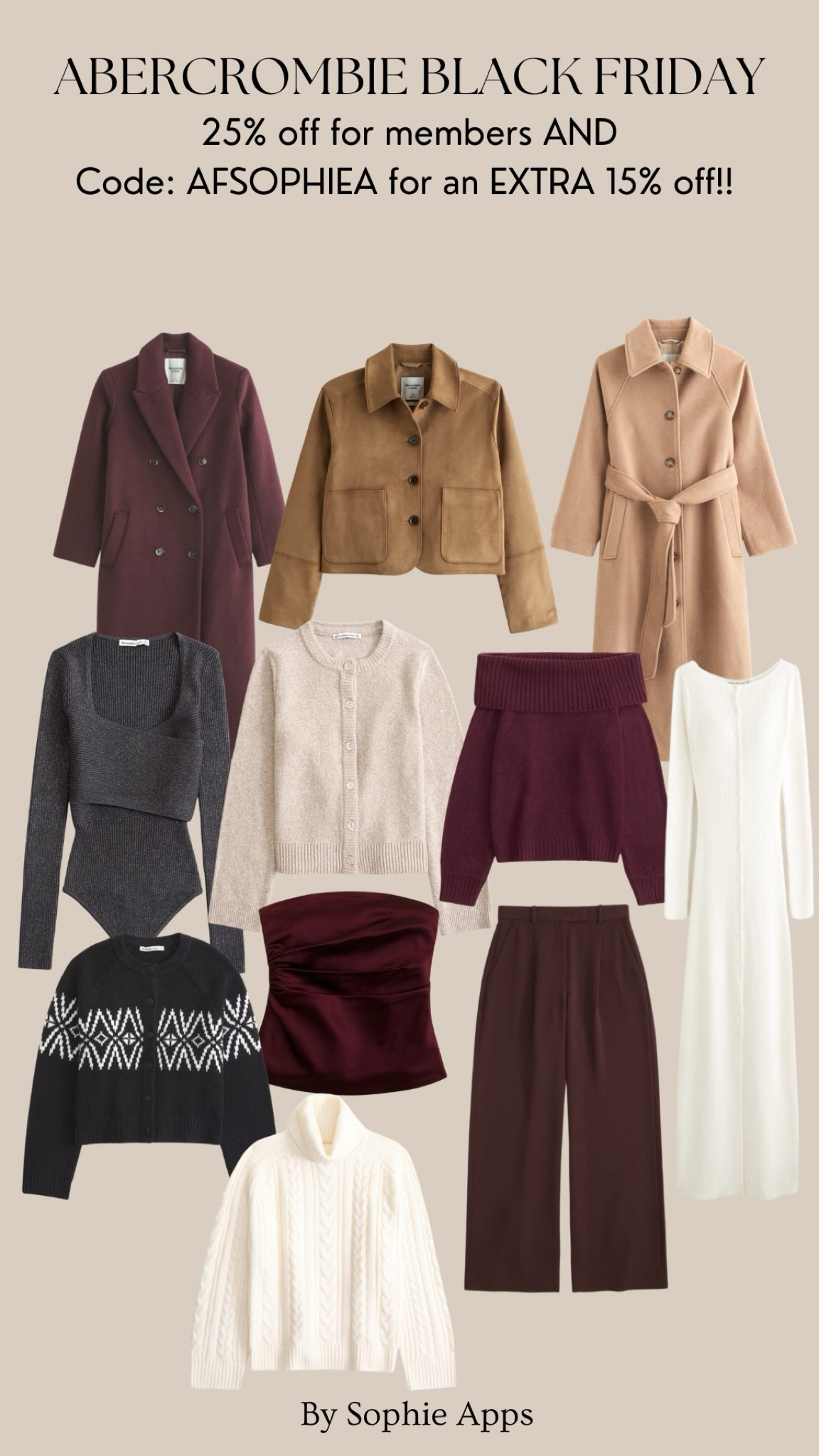 Abercrombie Black Friday favourites 🖤 25% off everything & use code AFSOPHIEA for an EXTRA 15% off! 🫶🏼

#LTKCyberWeek #LTKsale #LTKwinter