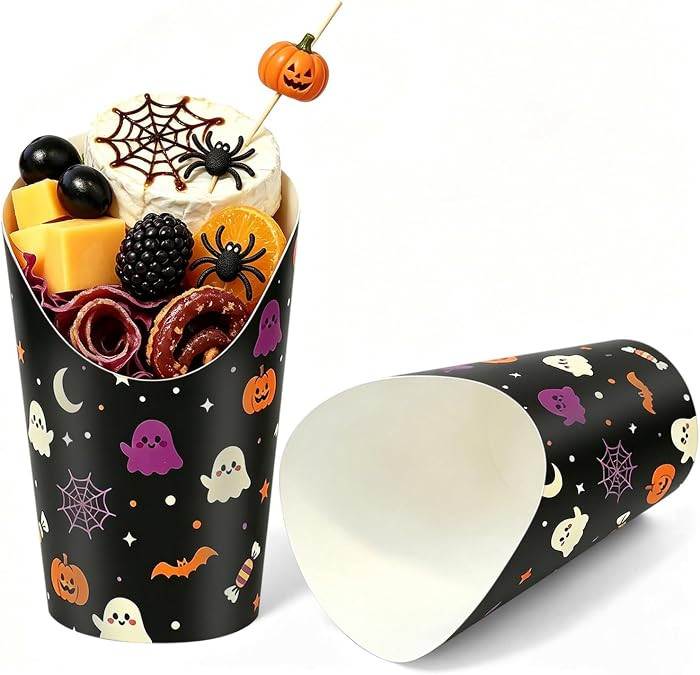 CAMKYDE 50 Pack Disposable Halloween Charcuterie Cups 12oz, Black | Amazon (US)