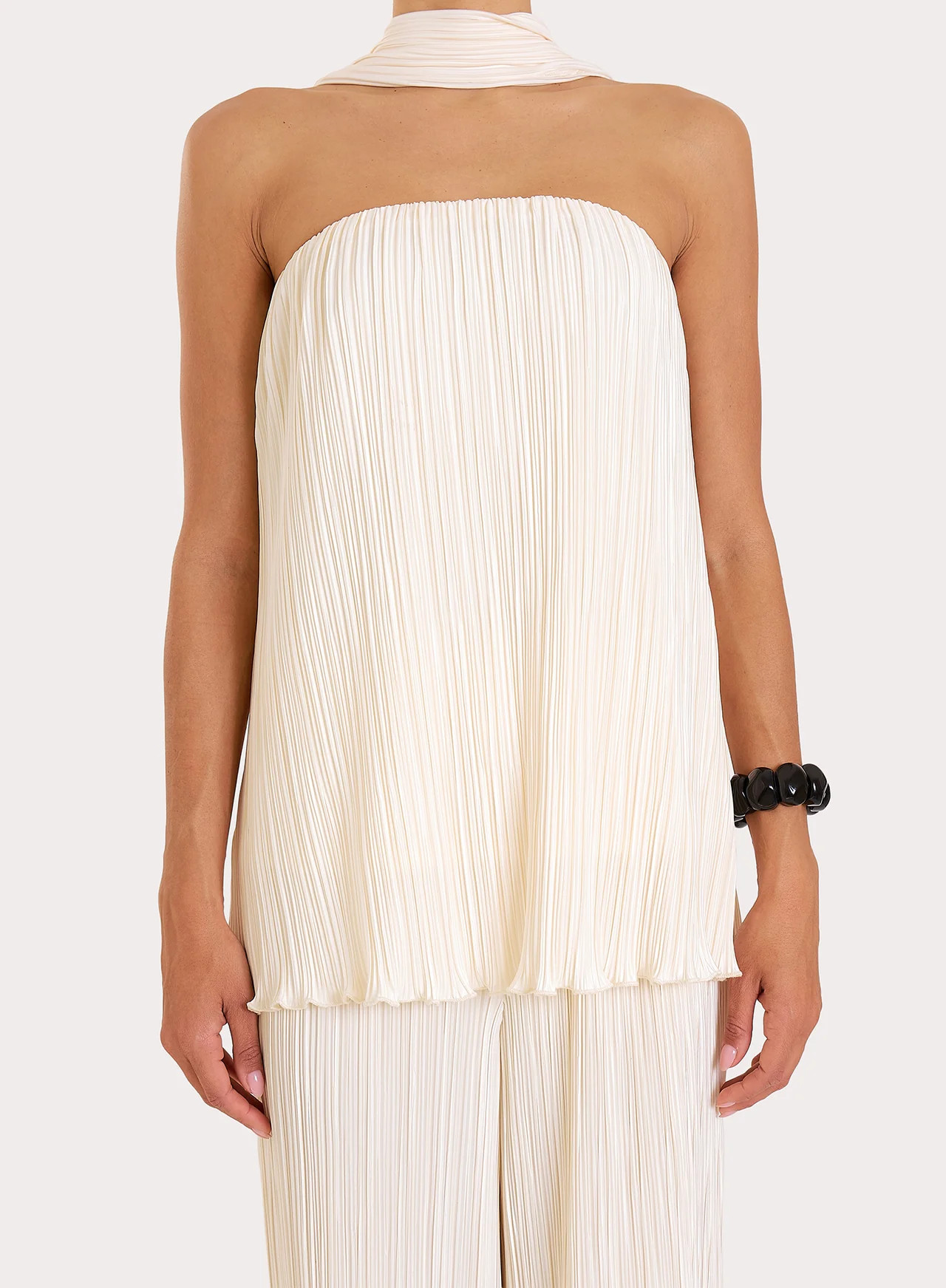 Women's Cream Plisse Scarf Detail Bandeau Top | Becca | 4th & Reckless | 4th & Reckless