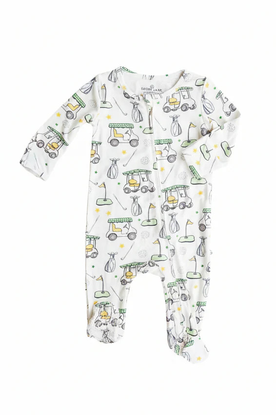 Country Club Cuties Zipper Footie | Blue | Caden Lane