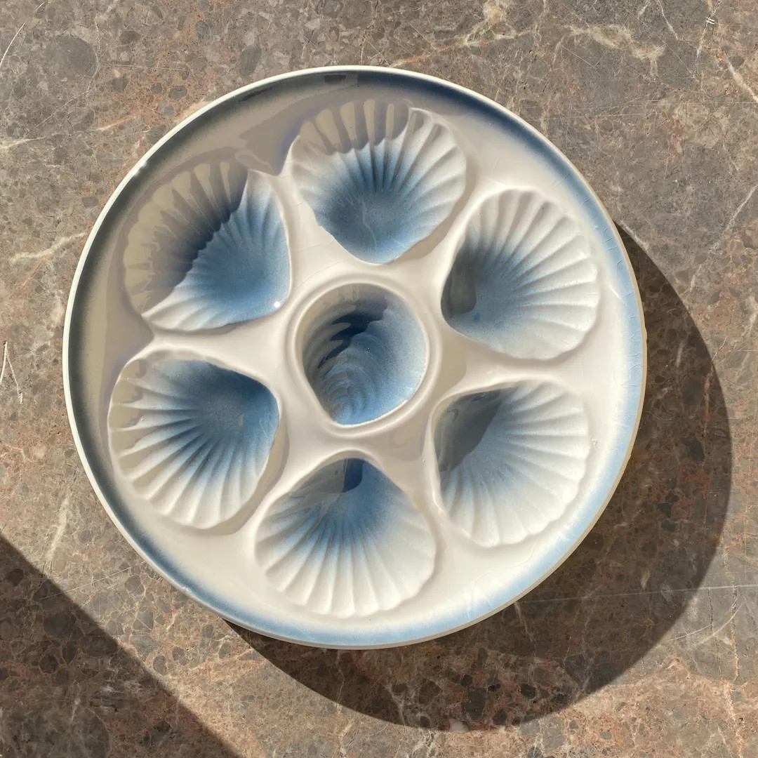 Moulin des Loups Orchies – vintage blue & white earthenware oyster plate, 1923 | Etsy (UK)