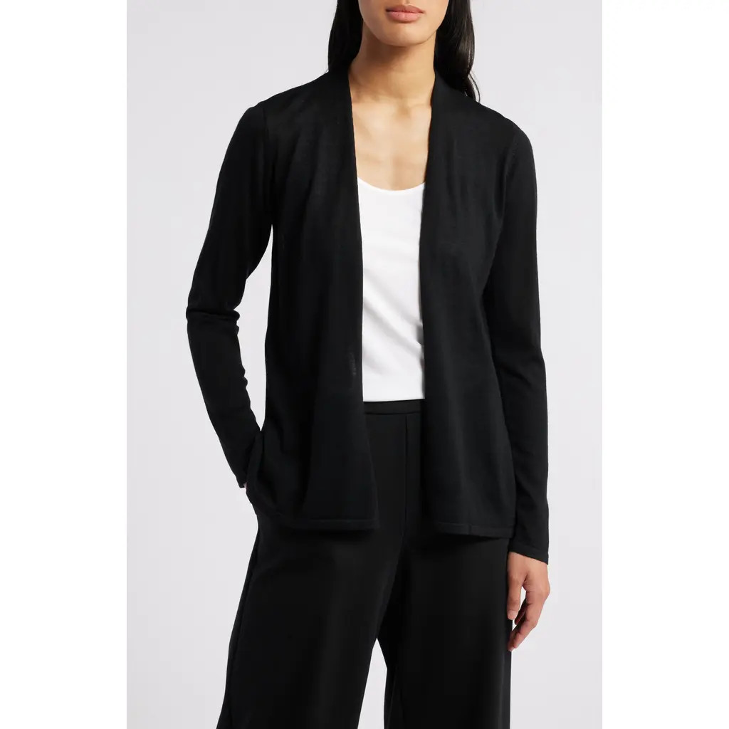 Eileen Fisher Open Front Wool Cardigan in Black at Nordstrom Rack, Size Xx-Small | Nordstrom Rack