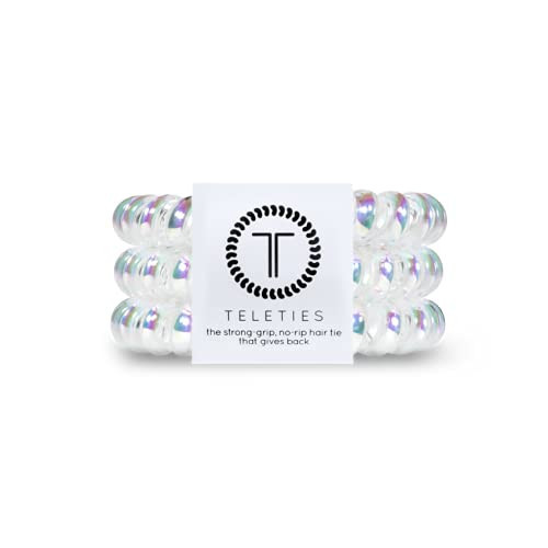 TELETIES - Spiral Hair Coils - Ponytail Holder Hair Ties for Women - Phone Cord Hair Ties - Strong Grip, No Rip, Water Resistant, No Crease Hair Tie Coils - 3 pack (Large, Peppermint) | Amazon (US)